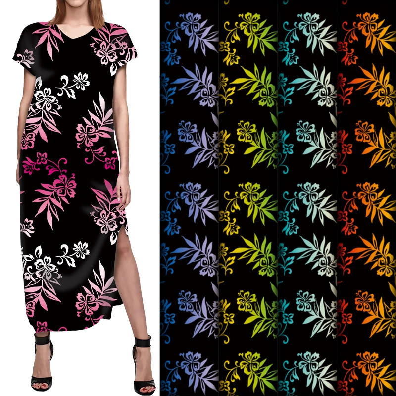 Henry текстиль черный фон дизайн растения Цветок градиентный цвет ткани для платья Mumu