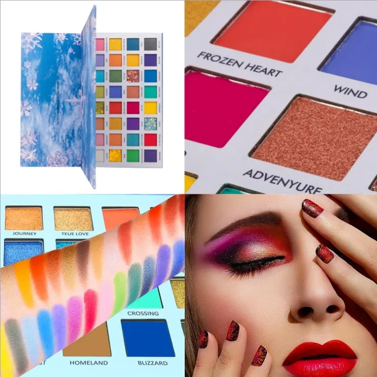 32 Colors Cosmetic Custom Logo Eyeshadow Palette Makeup Set Glitter Eye shadow snowflake High Pigment Eyeshadow for make up