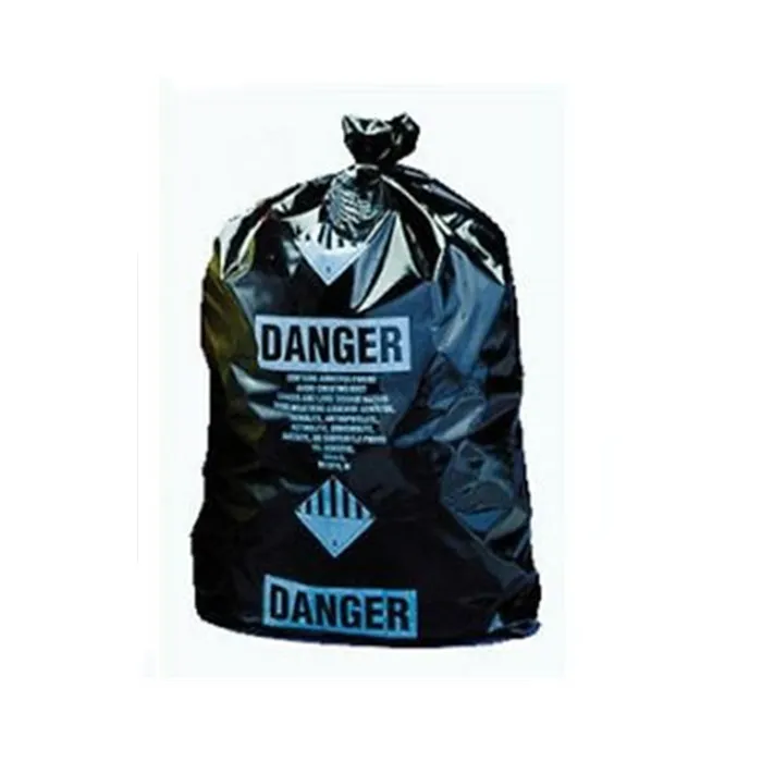 durable low density 120um thick contractor trash black printed asbestos hazard waste disposal bags