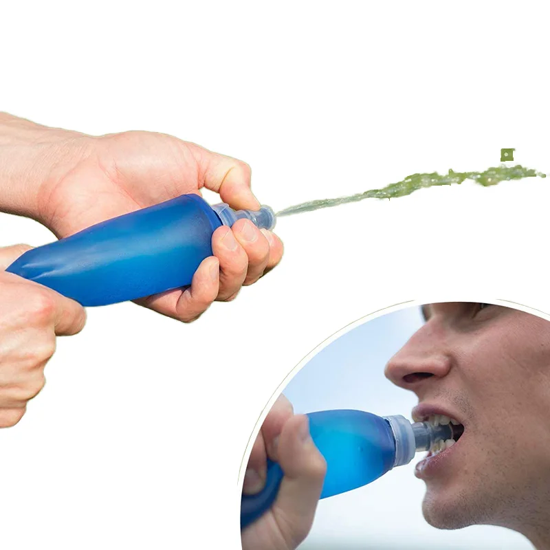 OEM/ODM Folding Blue Green Gray TPU Running Kettle 250ml 350ml 500ml Collapsible Soft Water Bottle Unisex for Camping
