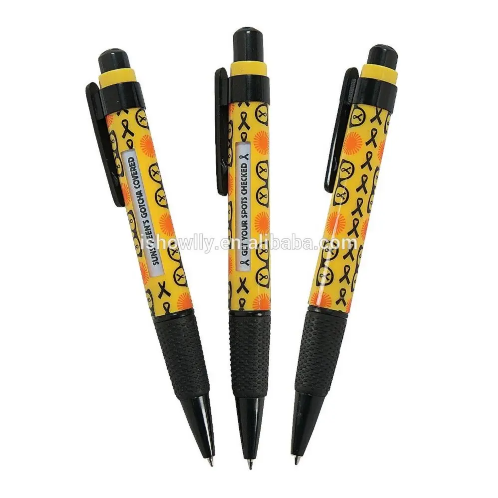 New Item Retractable Scrolling Melanoma Awareness Message Pens Hot Sale Plastic Advertising Ballpoint Pen for Promotion