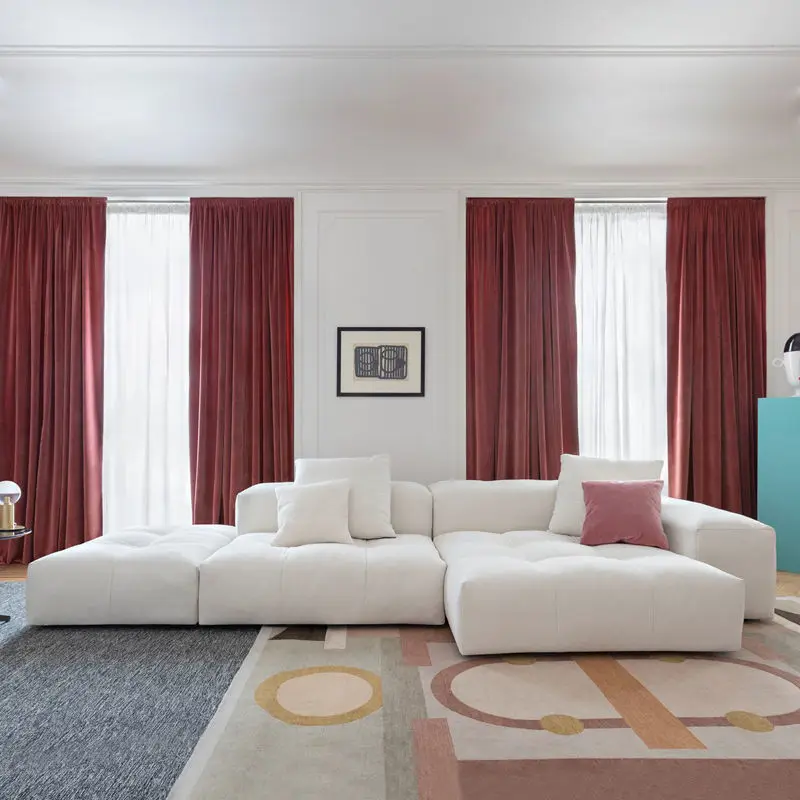 Contemporary Modern Reclining Comfortable Recliner Sectional Sofa White Leather sofa