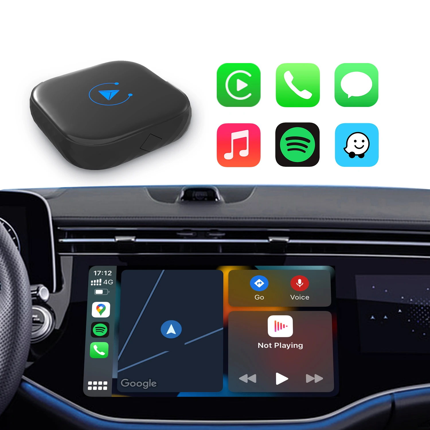 Ottocast CP85 Customization Supported Car Dongle Multimedia for Iphone Wired to Wireless CarPlay Adapter for Cars