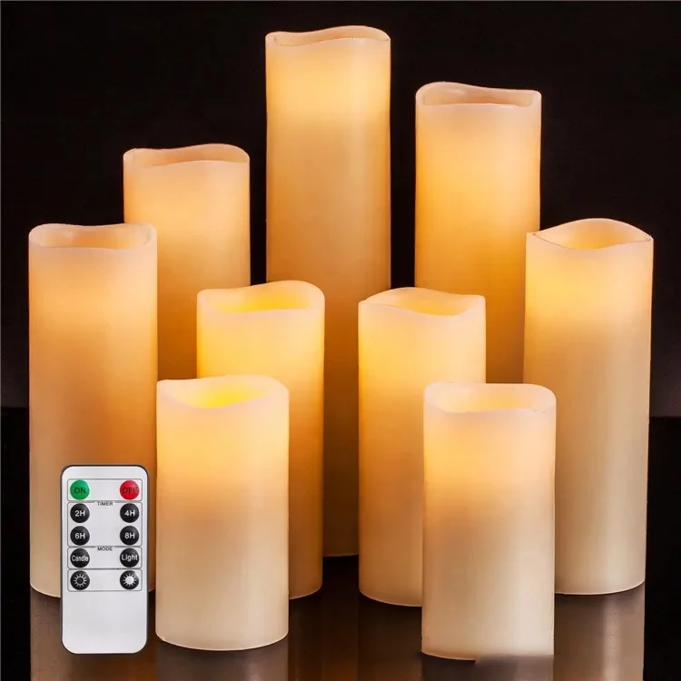 Battery Operated Flameless Candles 4/5/6/7/8 Inch LED Flickering Candles With Remote Control