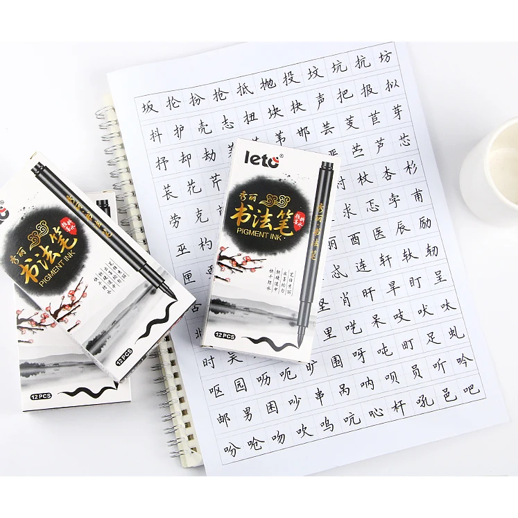 Hot Selling Black Calligraphy Art Pens Drawing Lettering Custom Logo Fineliner Calligraphy Brush Pen