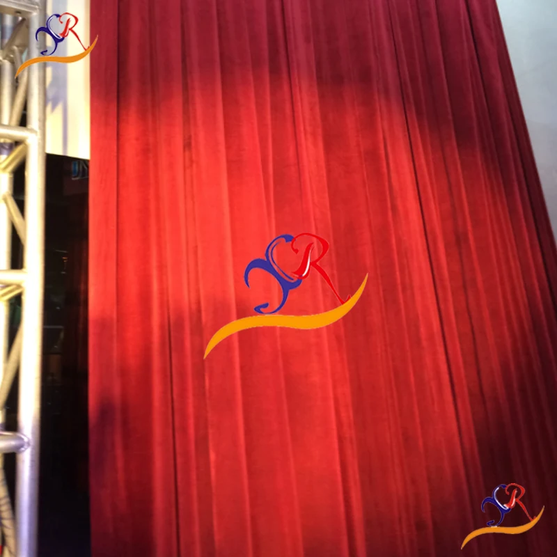 Fire proof window curtain luxury and Stage Auditorium curtains drapery with valance