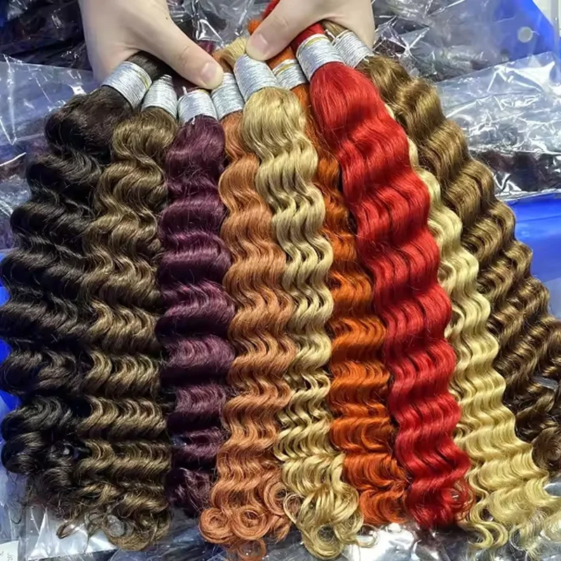 2 Bundles/Set 100g Bulk Human Hair for Braiding 18 20Inch Deep Wave Human hair For Boho Braids No Weft Virgin Hair Extension