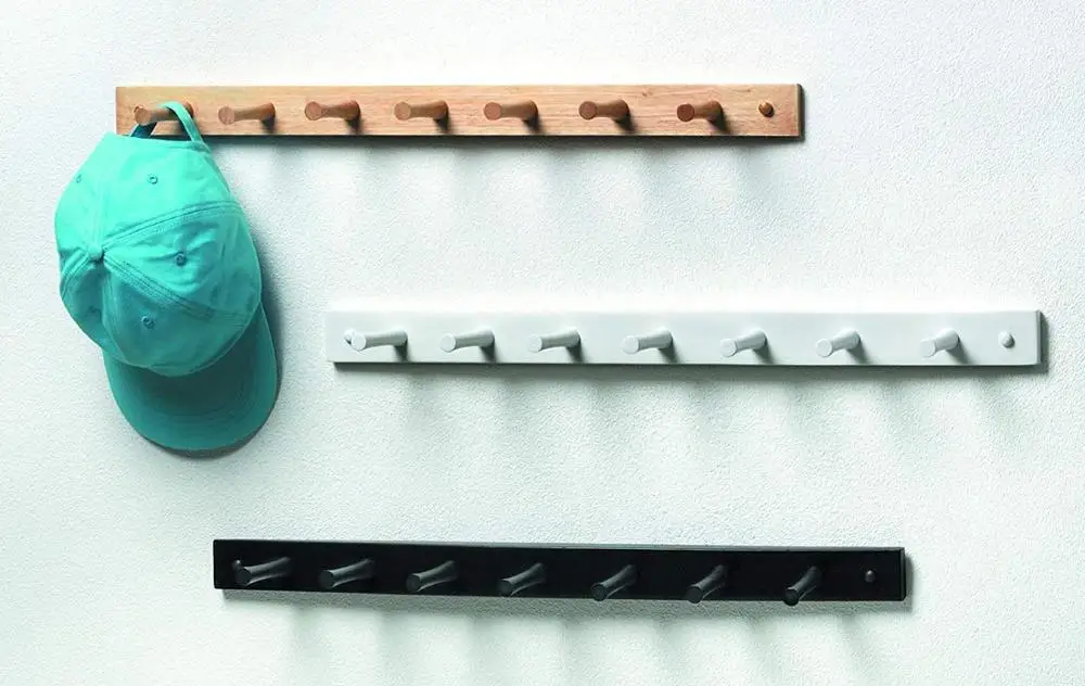 Bamboo Wooden Wall Mount 6-Peg Coat Rack for Hanging Jackets, Leashes, Purses, Hats, Scarves, Bags White