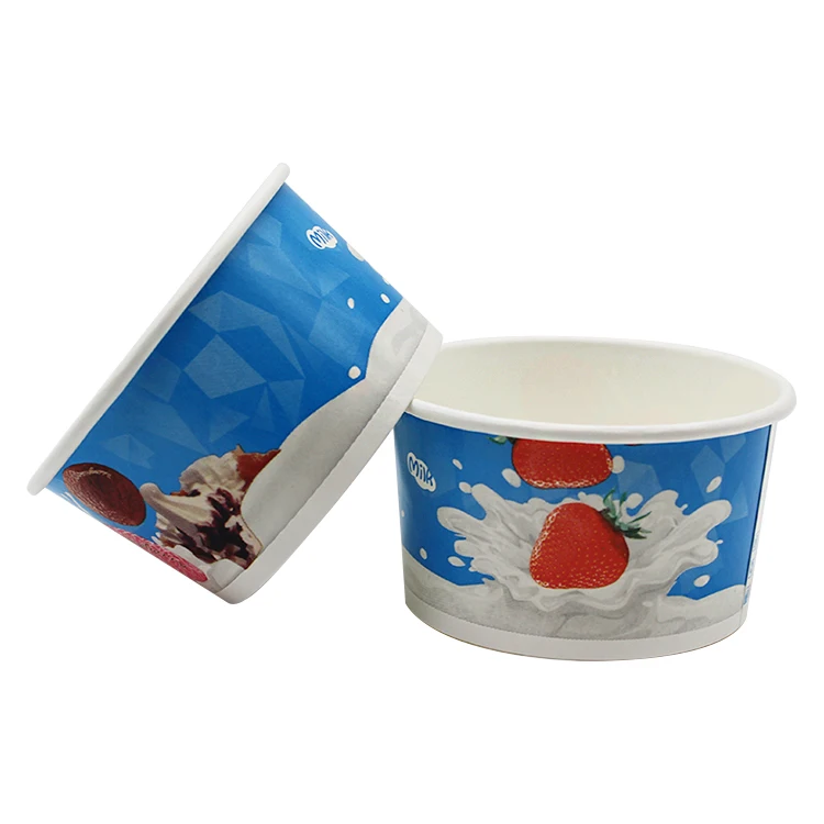 2021 Round Food Grade Bamboo Paper Cup Ice Cream Packaging With Lid