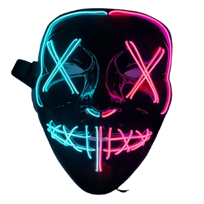 Electronic Neon Light Scary Halloween face Mask Cosplay Led Costume led Mask Light up for Halloween Party favor
