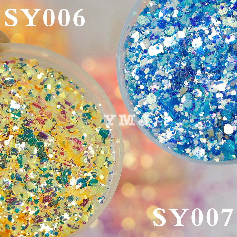 Wholesale Big Size 18Mm 3Mm Sequin Glitter Bulk Mix Shaped Chunky Glitter Powder For Craft And Wall Paint