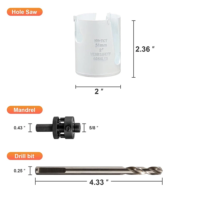 2 Inch Tungsten Carbide Tipped Circular Hole Cutter Carbon Steel Processing Metals Cutting Plastic Welded
