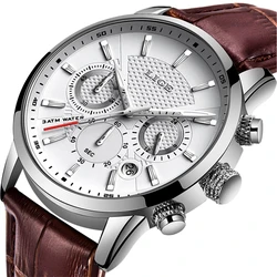 Lige 9866 Casual Men Quartz Watches Chrono Water Resistant Reloj Fashion Leather Wrist Watches for Men