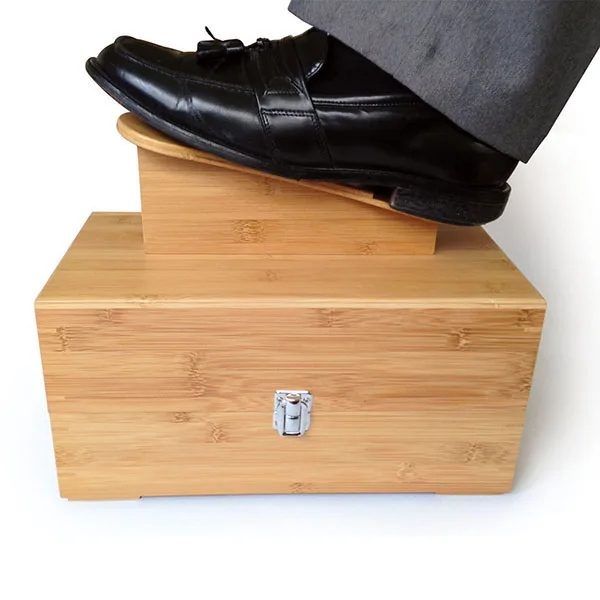 Portable bamboo hand made shoe polish box includes shoe polish storage box