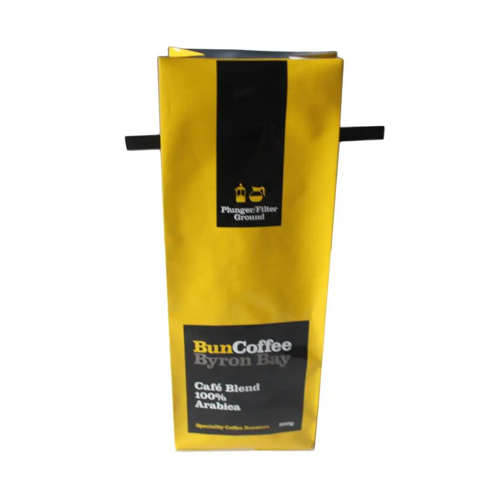 250g aluminum foil side gusset powder coffee packing bag with one way degassing valve