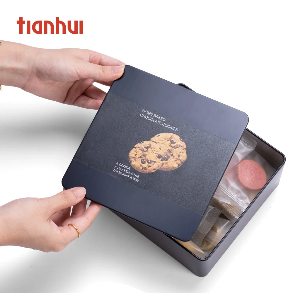 Tianhui Square Storage  Tea Packaging Flower Tea Gift Tin Metal Boxes with Six Tins Set
