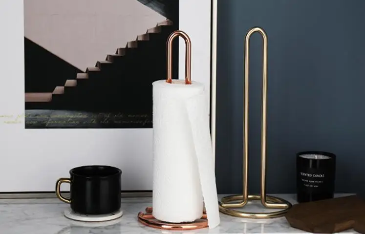2019 Homedec kitchen tissue paper roll holder standing hand table towel holder Rose Gold