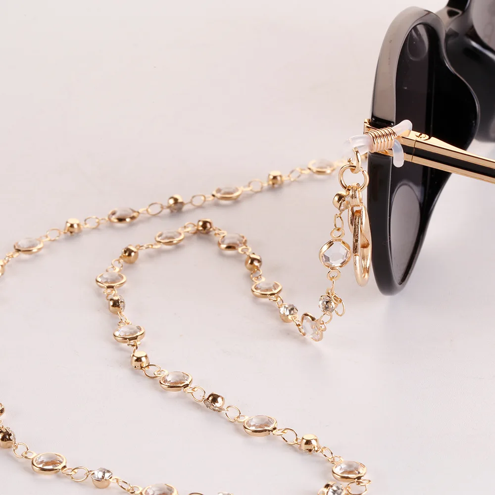 Crystal Rhinestone Eyewear Chain Gold Plated Fashion Chain For Sunglasses Metal Fancy Reading Eyeglasses Maskstrap Chain
