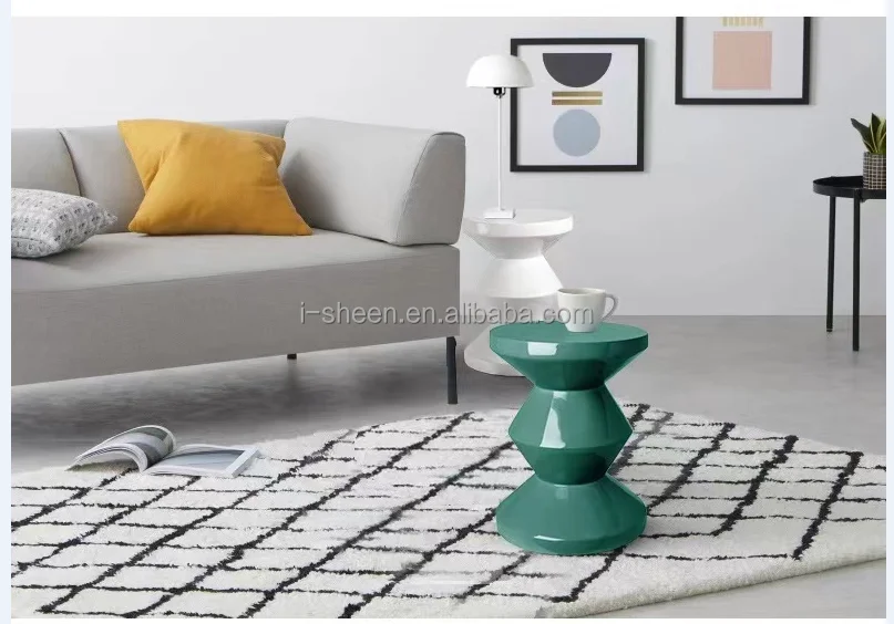 Living Room Furniture Black  Coffee Table firbeglass Round Side Table For Sale