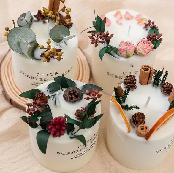 Wholesale Valentines Day Gift Box Set Scented Candle Handmade Dried Fruit Decorative Scented Candles Luxury Candle Dried Flowers