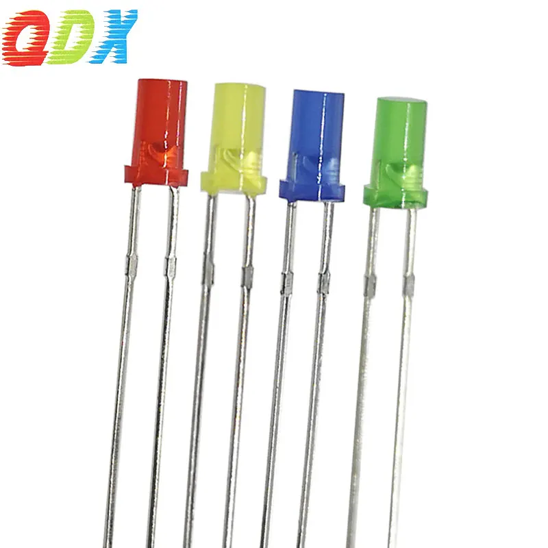 3mm LED Light  Emitting Diode tall  Flat Top Diffuse 6.5mm  Red Blue Green Yellow Color lens Bulb Lamp  Indicator 1000pcs/Ba