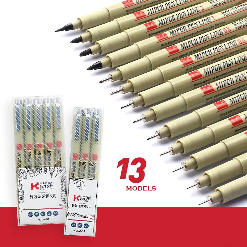 Wholesale 13 size Micron Pen Fine liner Ink Pens Waterproof black Ink Illustration Drawing Pens
