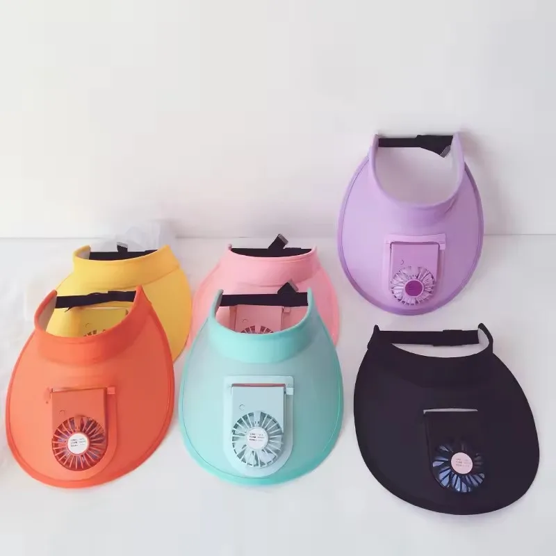Summer Child Large Big Brim Sports Hats Outdoor Cooling Sun Visor Cap Kids Travel Empty Top Rechargeable Usb Fan Caps