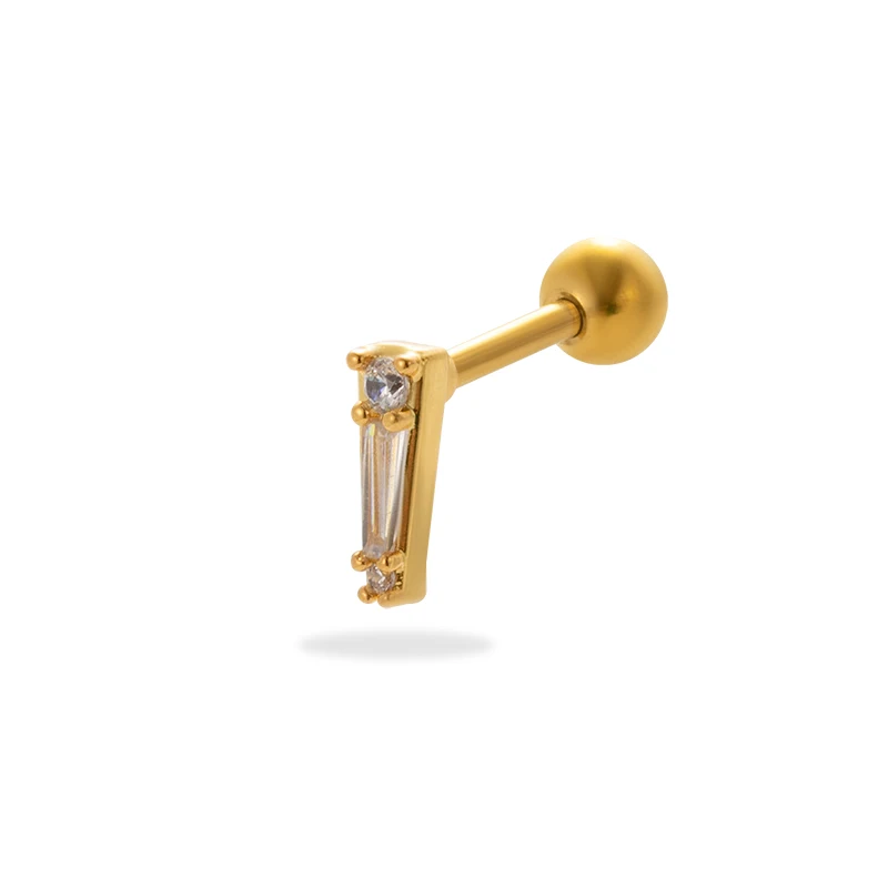 custom stainless steel tragus helix piercing jewelry geometry square cubic zirconia cartilage stud earrings screw back