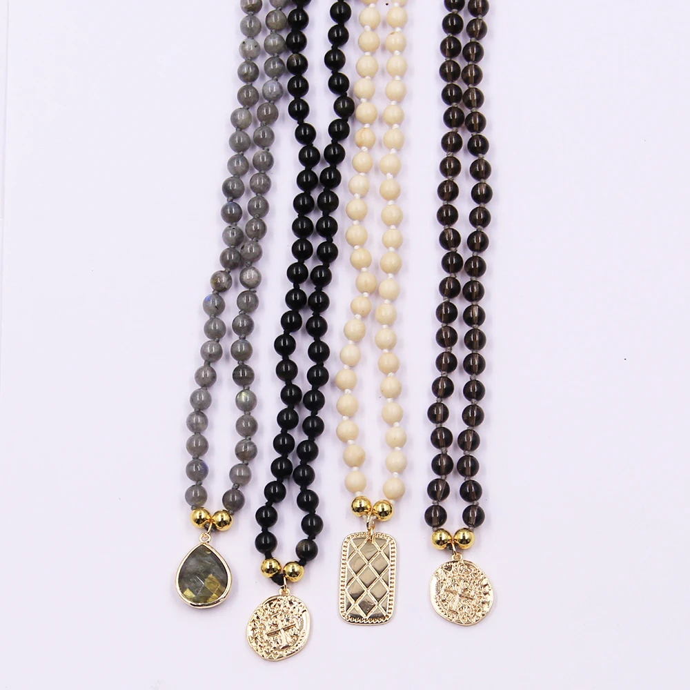 Highest Quality Designer Long Healing Natural Crystal Semiprecious Stone Bead Jewelry Necklace Bulk