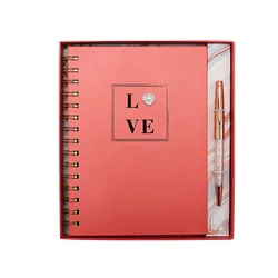 2020 New Design Luxury Gold Foil Love Notebook And Pen Set, Custom Printing Office Stationery Gift Set