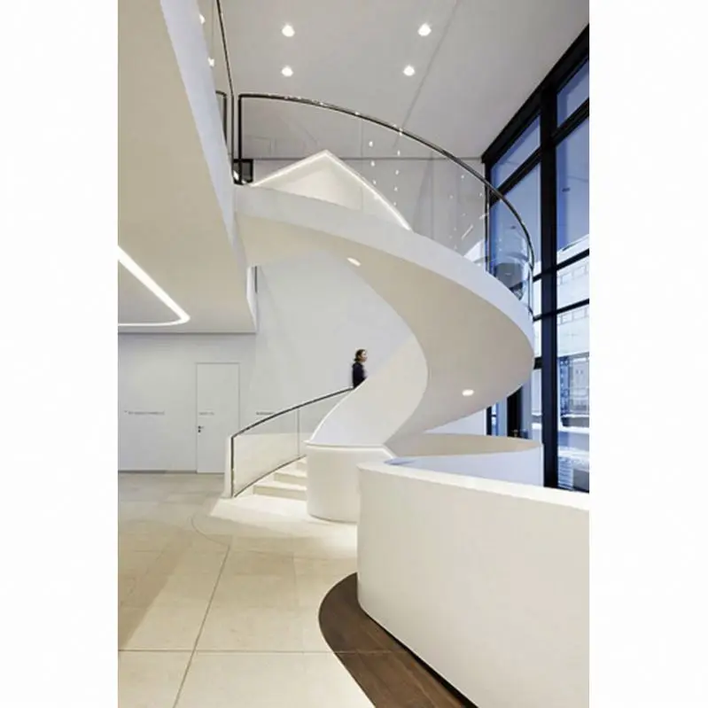 Alucasa Luxury Arc Stair Glass Railing Spiral Stairs Interior Steel Glass Spiral Staircase With Glass Railing