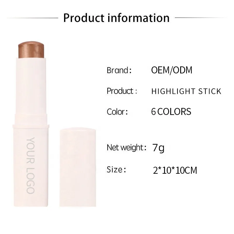 OEM Logo Multifunction Highlighter Contour Stick lip balm Simple Plastic Tube Custom Moisturizing Non Smudging Face Makeup Stick