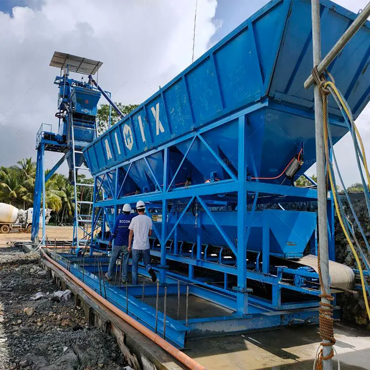 Portable 50 m3/h Concrete Mixer Plant Mobile Concrete Batch Plant