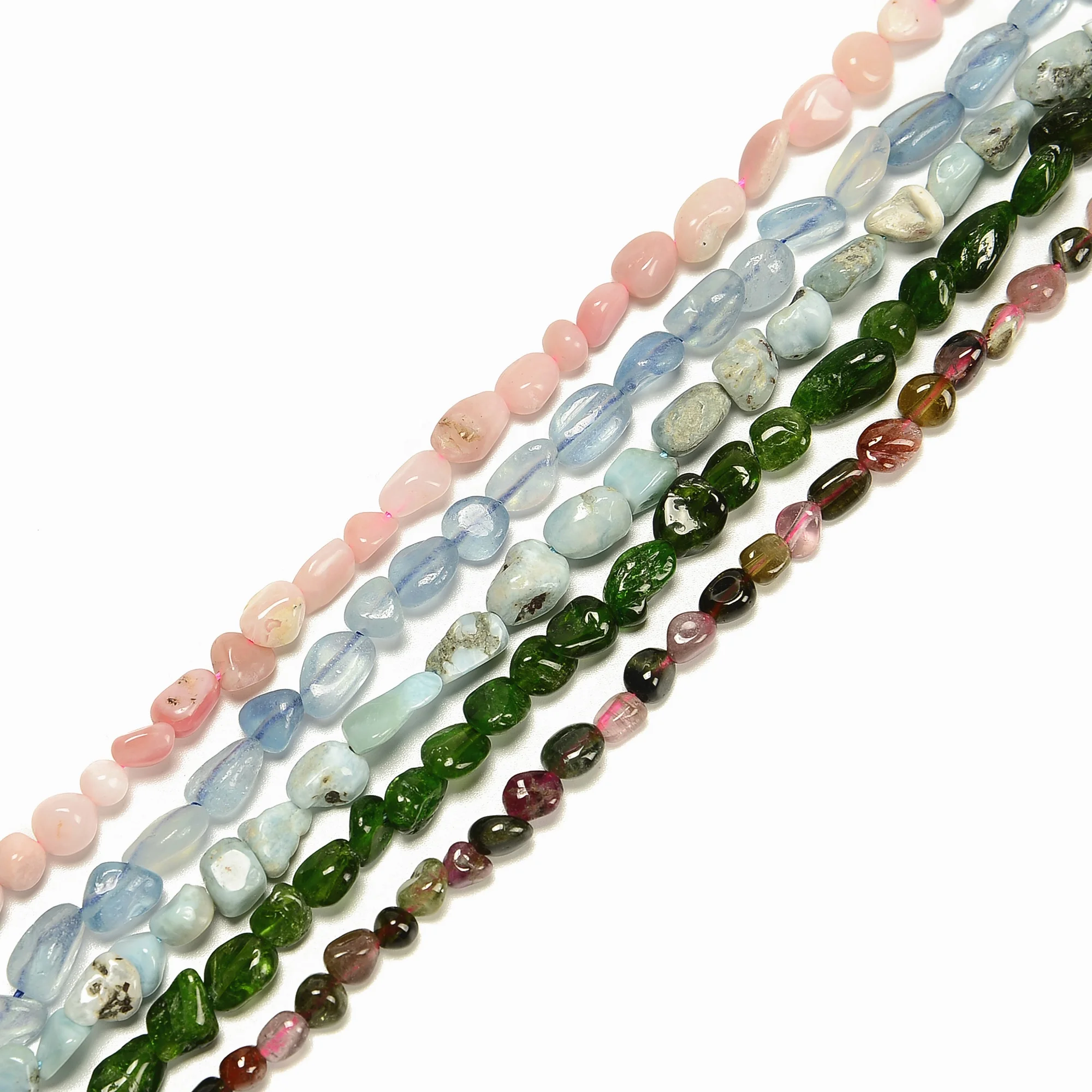 Loose Aquamarine Quartz Nuggets Larimar Opal Tourmaline Malachite Kyanite Morganite Nugget Stone Beads for Jewelry Making 5-8mm