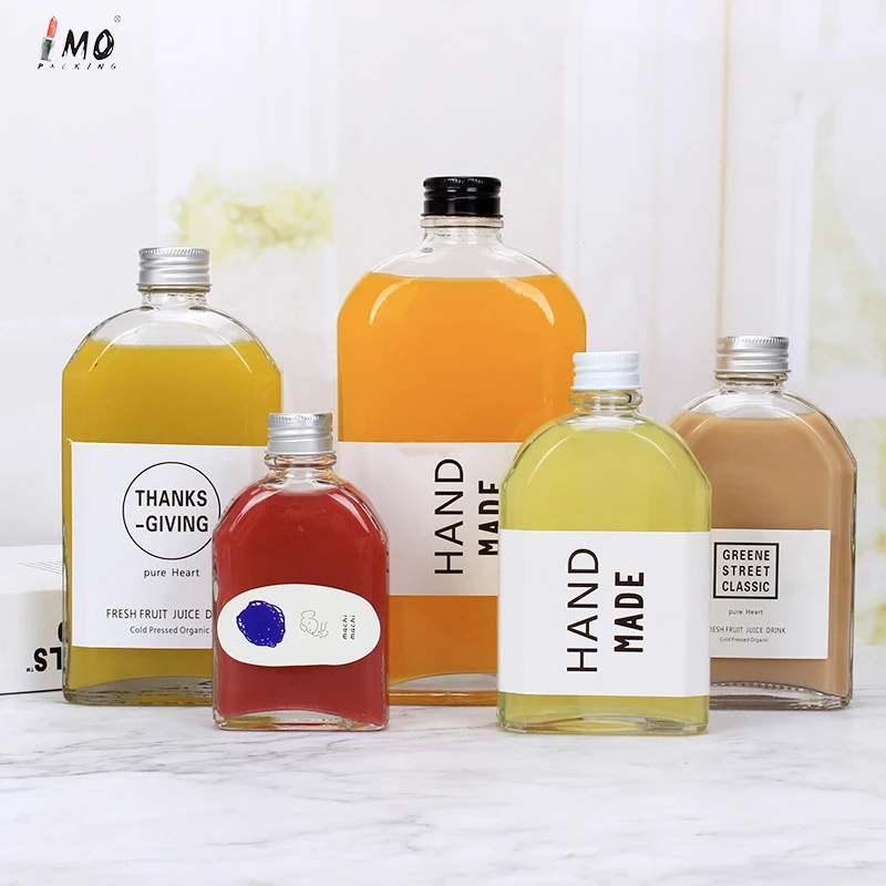 500ml transparent glass milk tea bottle ins high-value aluminum cap sealed homemade small bottle empty bottle
