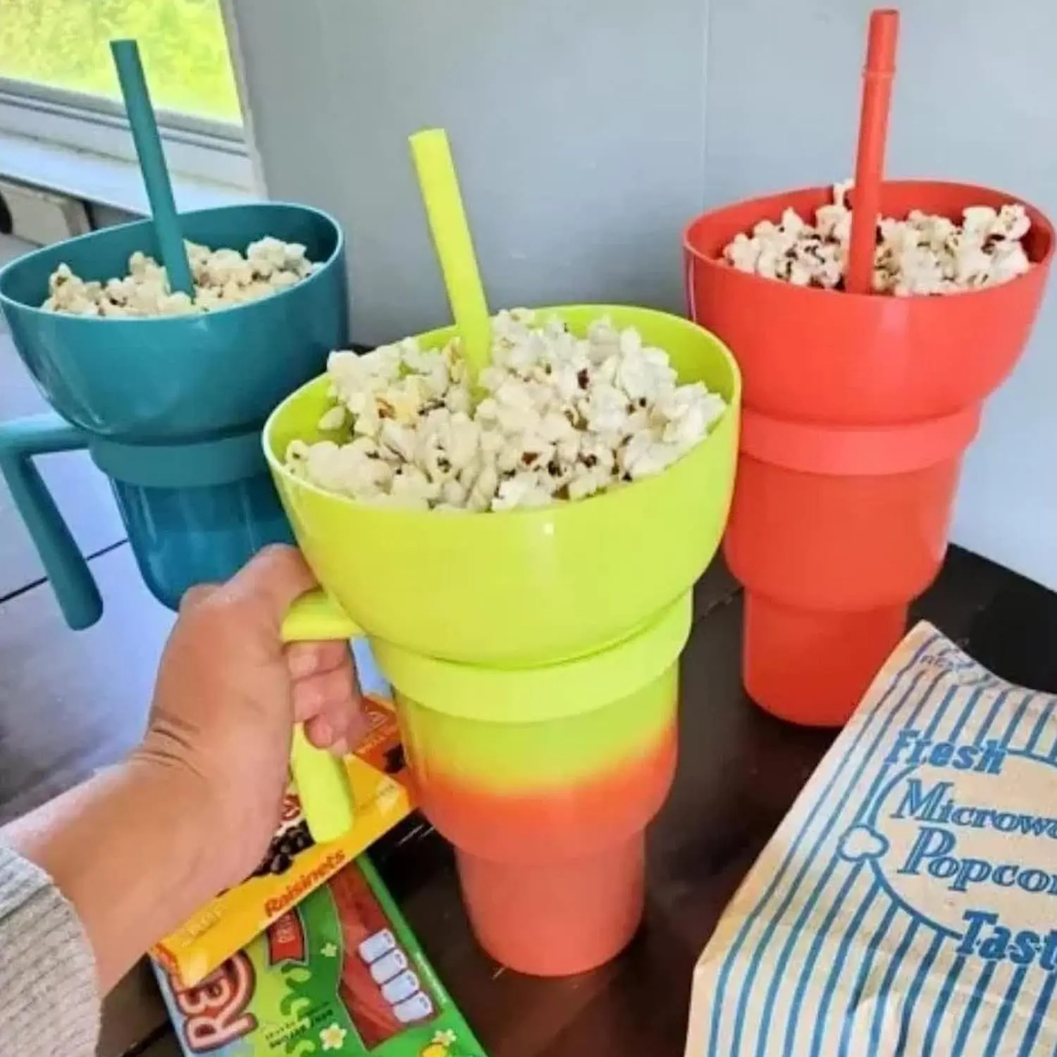 Tik Tok pop 32oz Стадион Стакан Пластиковая чашка для закусок и напитков Попкорн Чипс Кола Кружка Чашка с подносом