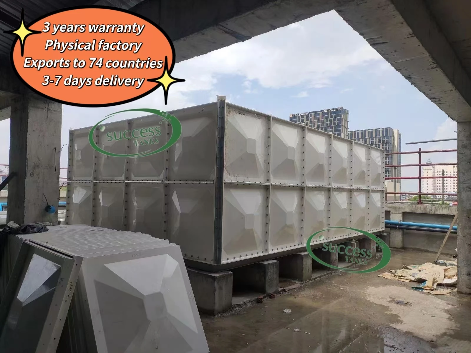 Hot Sale Custom 8000 500000 Liters FRP GRP Fiber Glass Rain Water Storage Tank Cheap Price Food Grade Drinking Water Tank in UAE