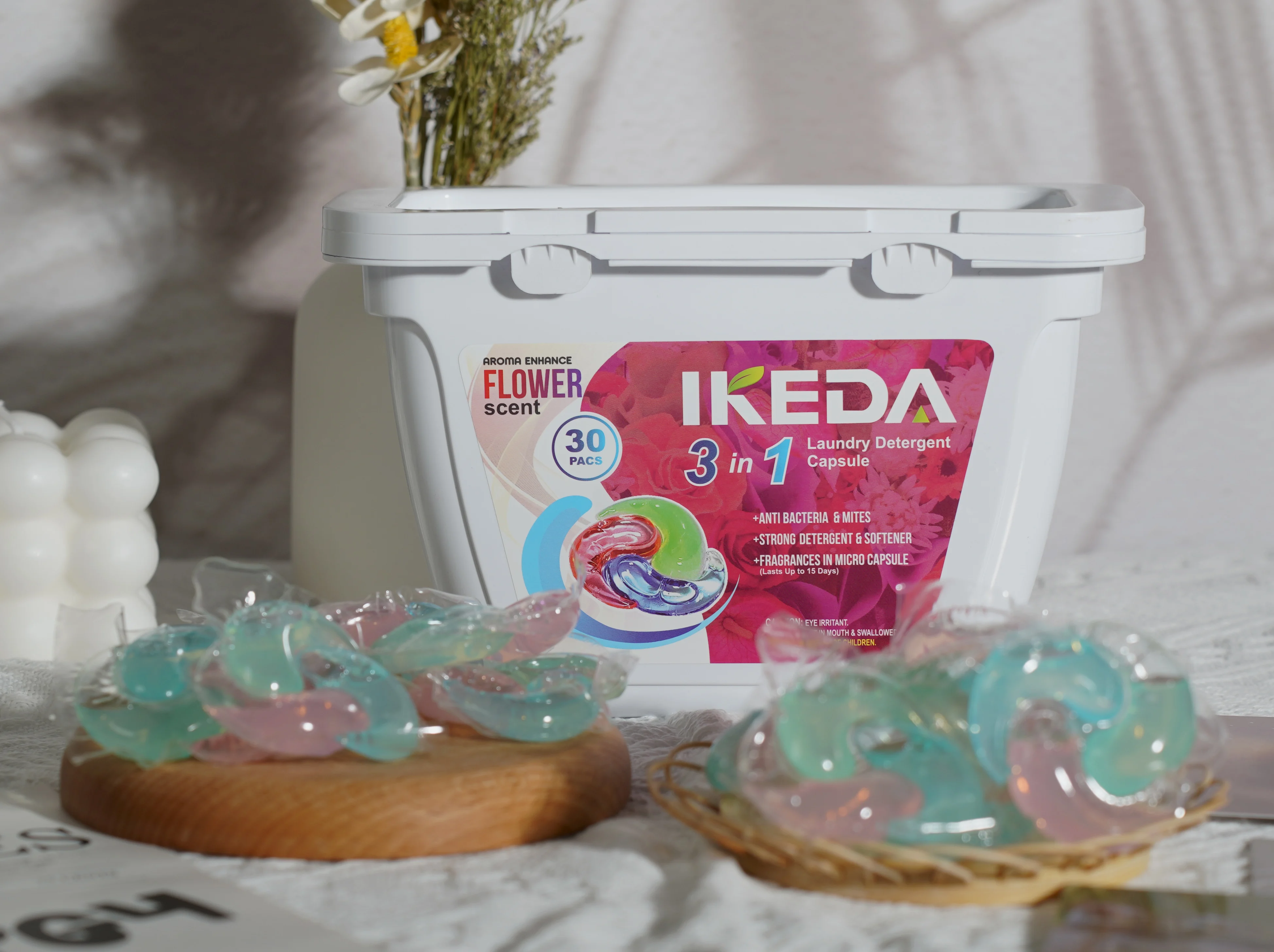 IKEDA 3 in1 laundry liquid capsule premium persil  3 chamber washing capsules detergent organic laundry pods