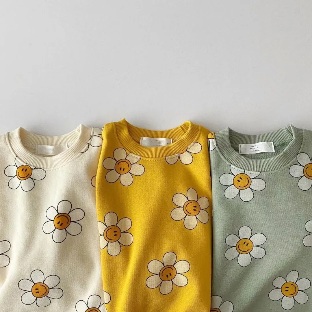 Spring Autumn Newborn Infant Toddler Boys Girls Clothes Cotton Sunflower Baby Sweatshirt Top