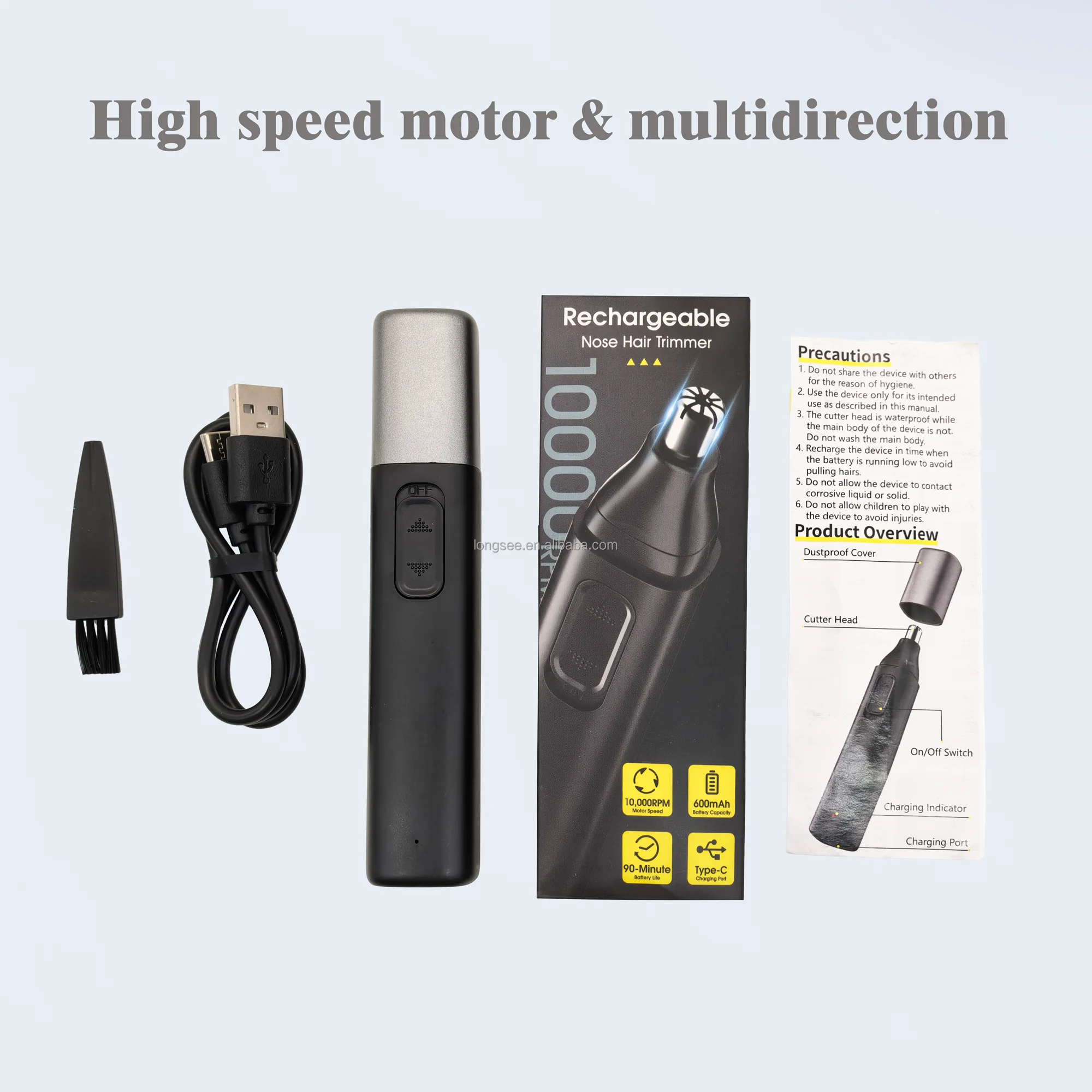 Rechargeable nose ear hair trimmer nose electric shaver men removal cutter clippers waterproof nose trimmer shaver for men