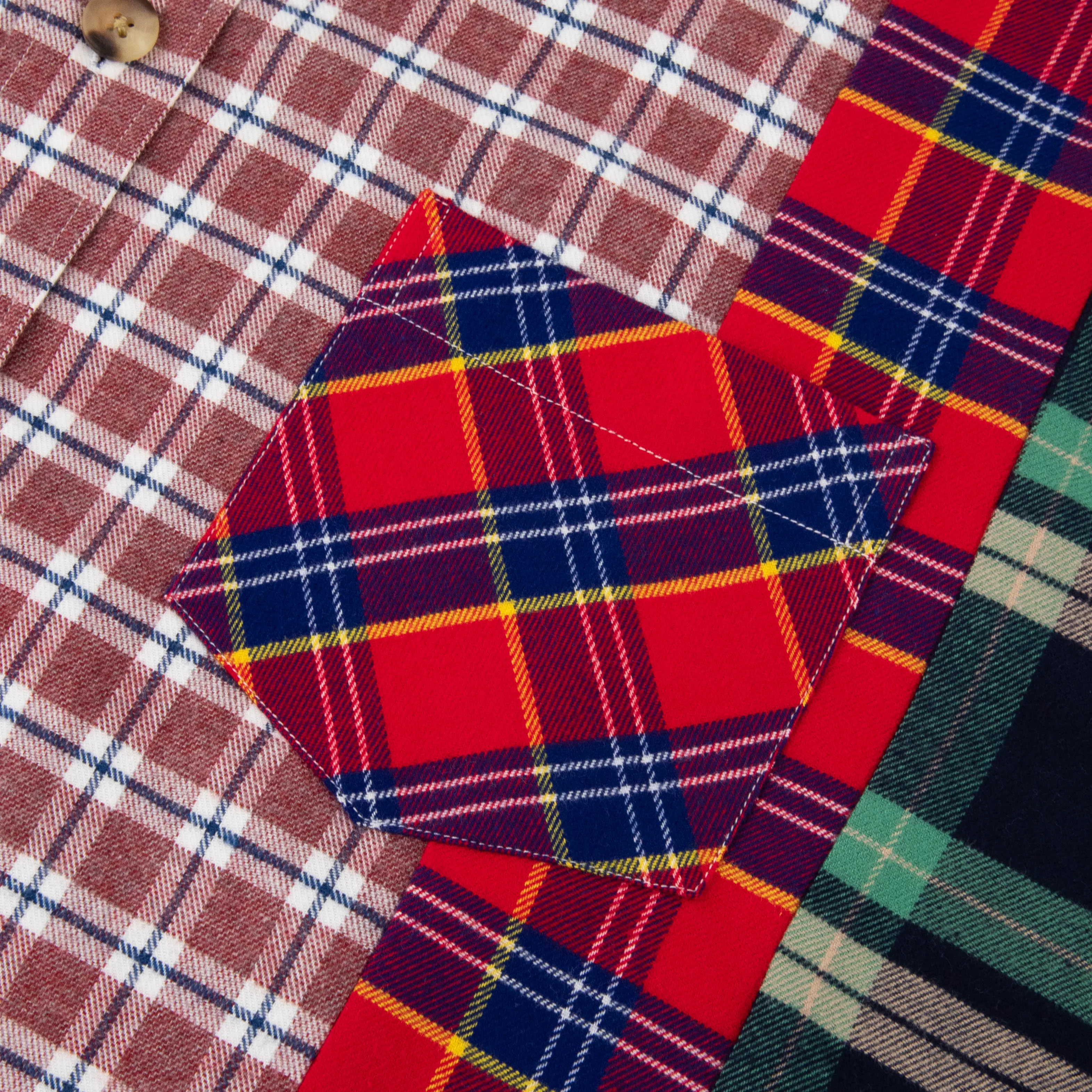 Factory Direct Custom OEM Streetwear Multicoloured Patchwork Chain Embroidery Cotton Flannel Long Sleeve Designer Shirts for Men