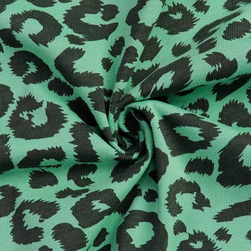  Factory wholesale 100% cotton stretch Jersey leopard dot printed knitted fabric
