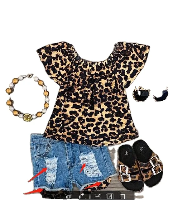 Новый дизайн 2021, футболка без рукавов с леопардовым принтом и ковбойские шорты, комплект одежды для девочек