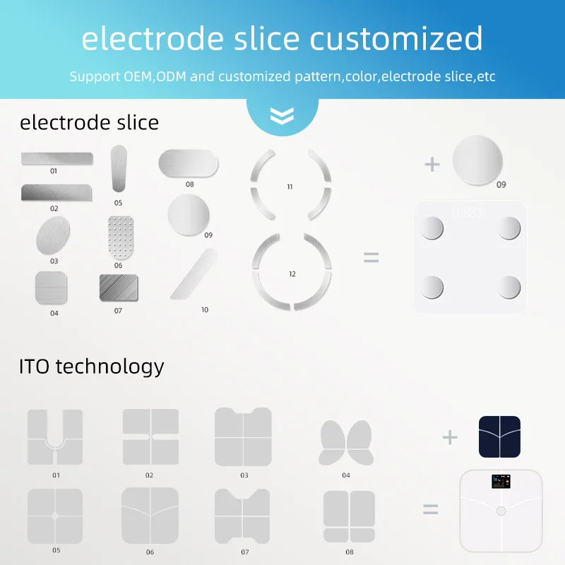 Bluetooth wifi BMI ITO стеклянный светодиодный дисплей 8 электродов анализатор жира в организме калькулятор весовые шкалы