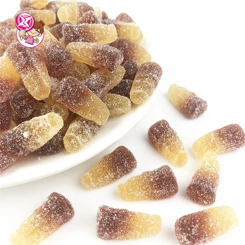 Wholesale hot selling confectionery factory custom Mini Cola beverage styling sweet sugar soda flavor Halal gummy candy
