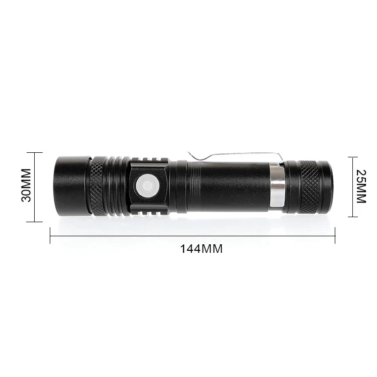 QXMOVING Waterproof Zoom Rechargeable 18650 Battery Pen Light With Clip Fast Track Mini Portable Tactical flashlight Torch Light