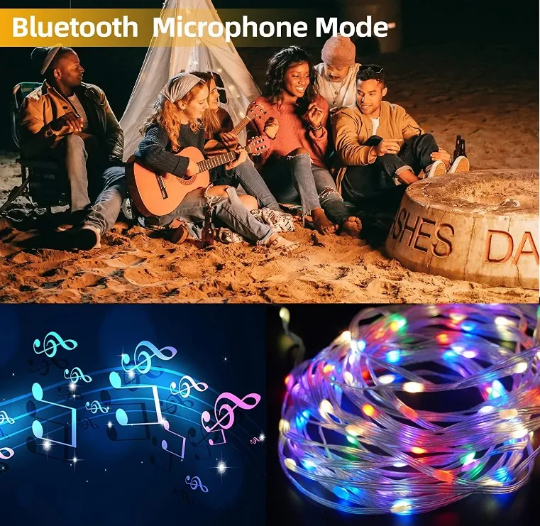 Outdoor Indoor Color LED String Lights with Remote & Bluetooth App Control String Twinkle Starry Light for Xmas Decor