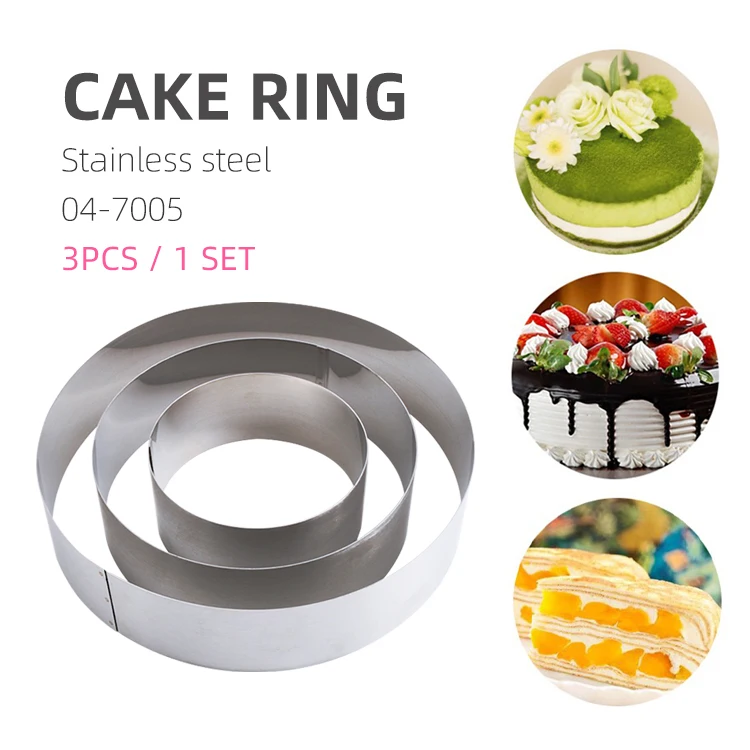 Stainless steel professional 3pcs large middle mini round diy dessert mousse baking cakes mold set