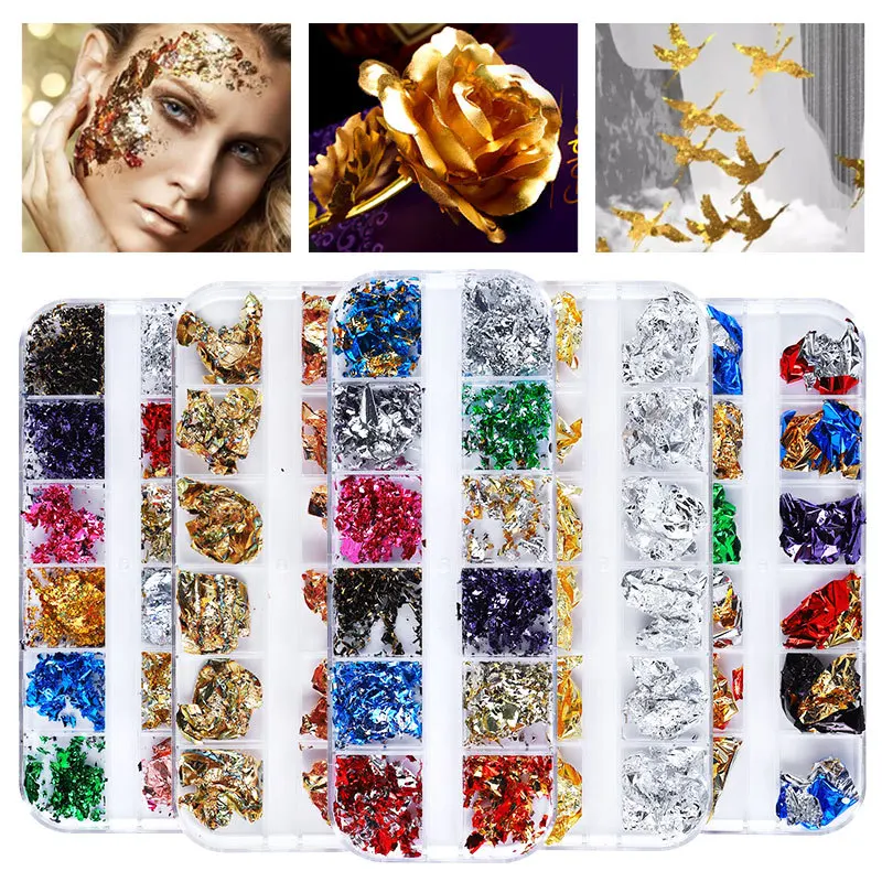 High Quality Gold Leaf Sheet Foil Flake For Gilding Decoration Accessories Gold Foil Flake Broken Gold Foil For Nail Art