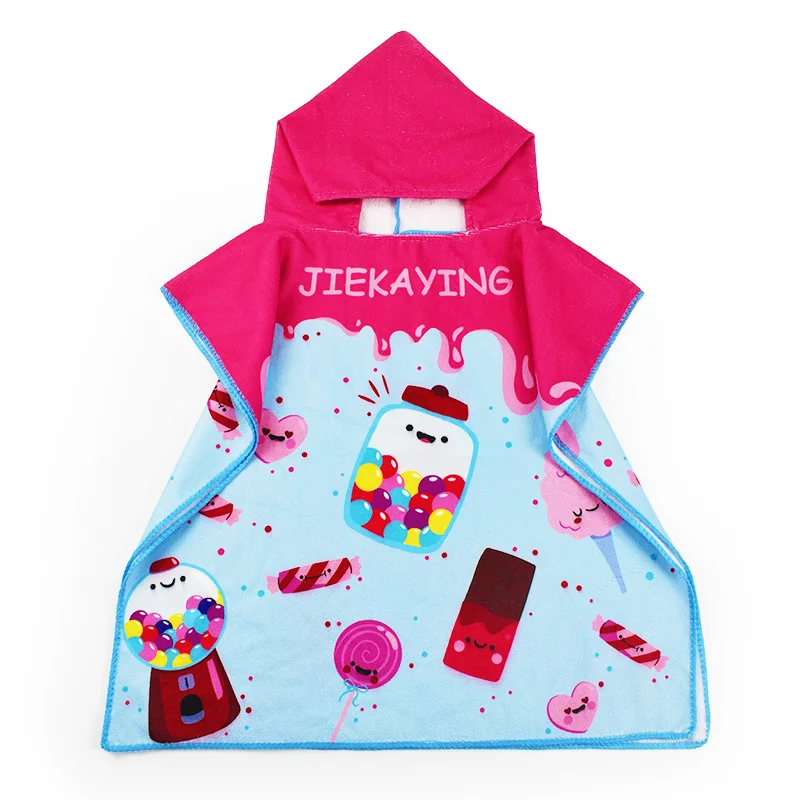 Personalized Kids Beach Towel Poncho 60*120cm hooded bath towel 70*140cm Kids Hooded Beach Towel